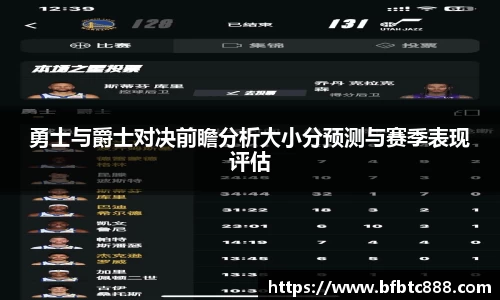勇士与爵士对决前瞻分析大小分预测与赛季表现评估